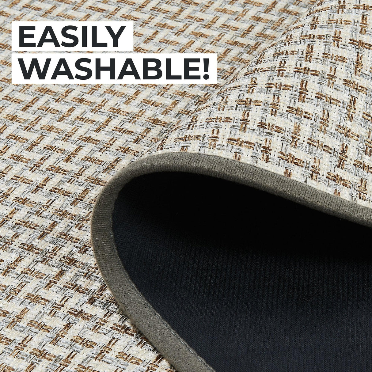 2 Pack Woven Bordered Machine Washable Accent Area Rug & Runner