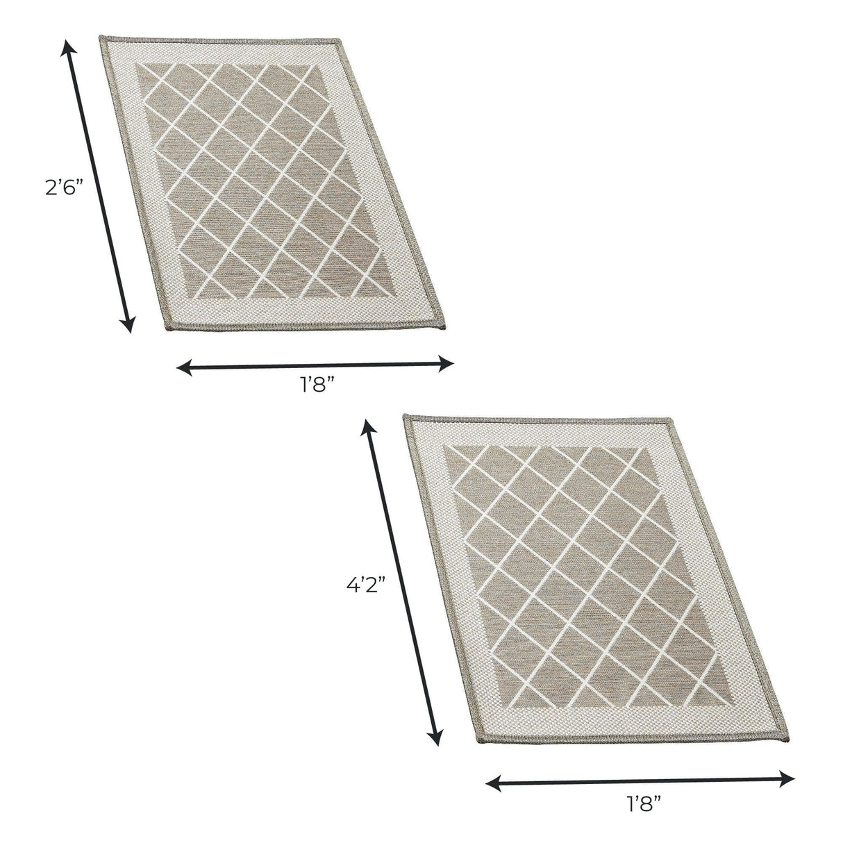 2 Pack Woven Trellis Machine Washable Accent Area Rug & Runner - Lysandra Collection