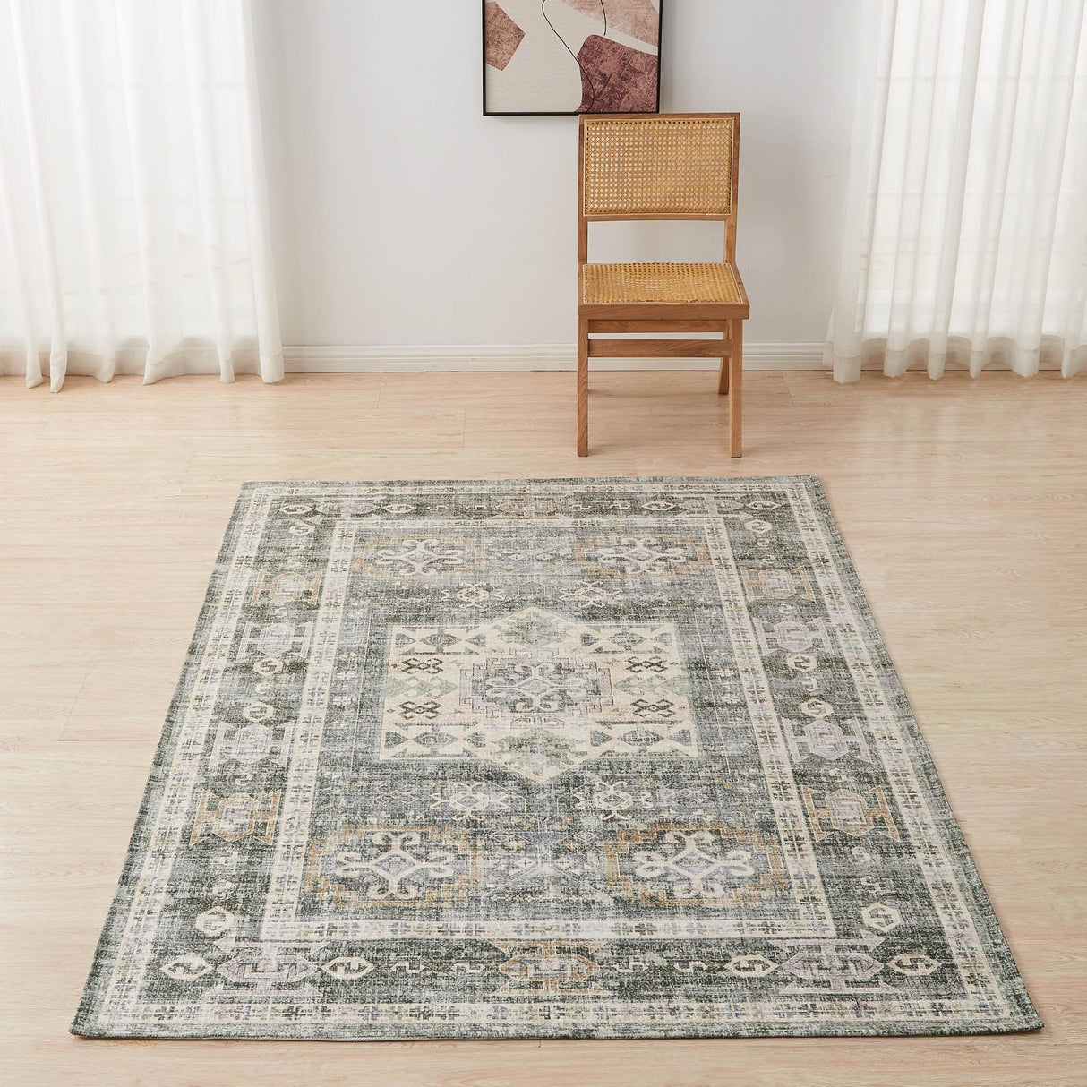 Medallion-Machine-Washable-Accent-Area-Rug-5'-x-7'-Nava-Collection-Area-Rugs