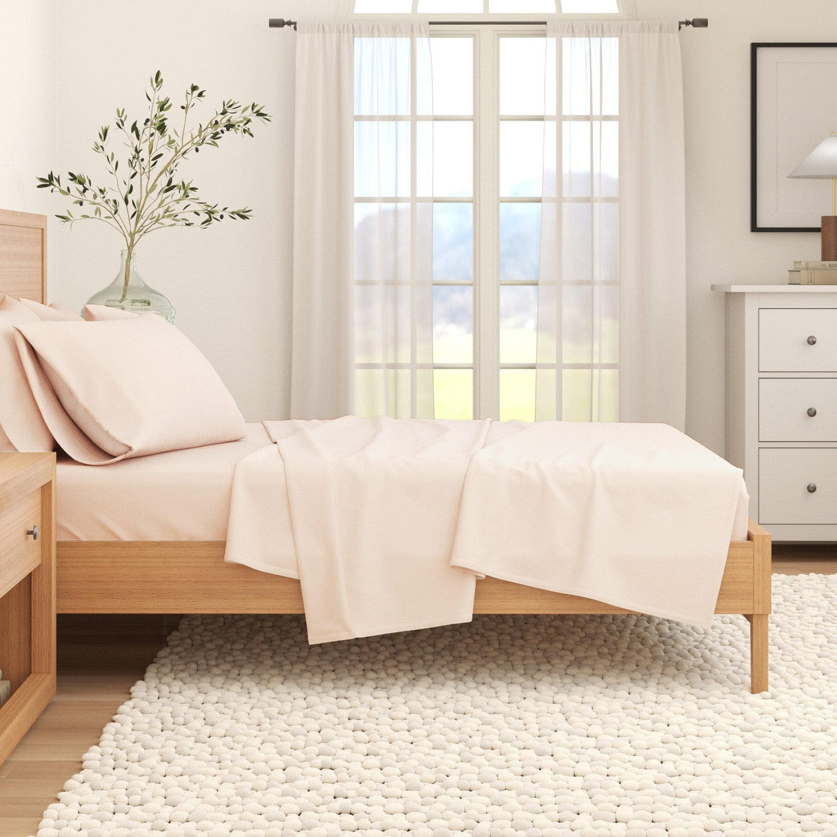 4-Piece Cotton Solid Flannel Sheet - Nordic Collection