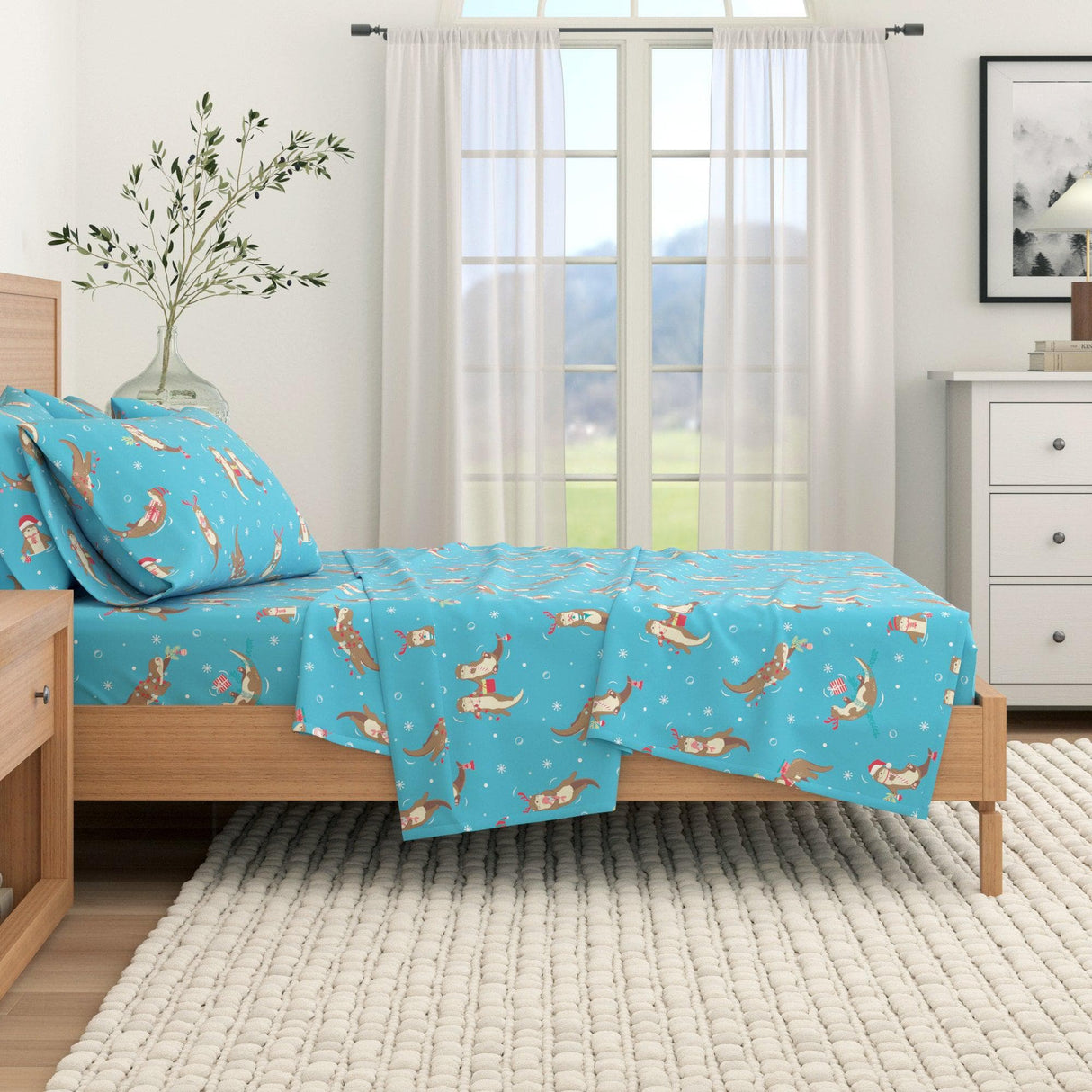 4-Piece Turkish Cotton Christmas Flannel Sheet - Whittaker Collection