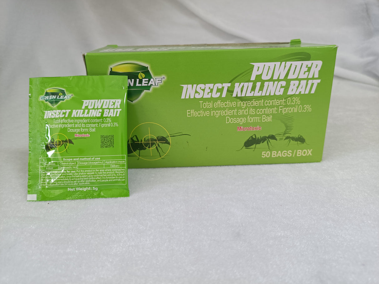 Green Leaf Cockroach & Ant Killer Bait Powder 5g – 50 Bags | Fipronil