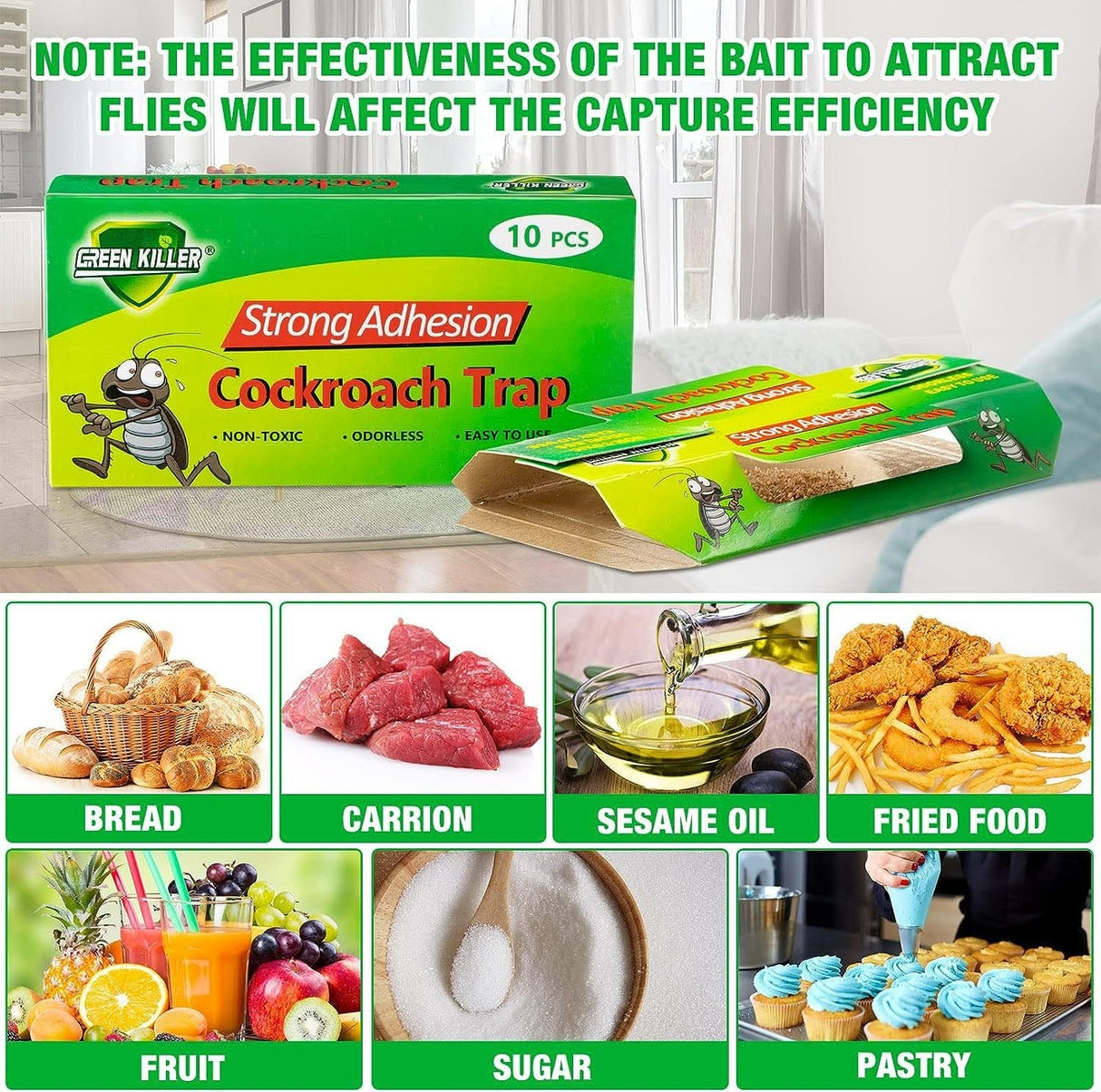 Green Killer Cockroach Trap - Sticky Glue Traps 10pcs – Roach & Flea Catcher