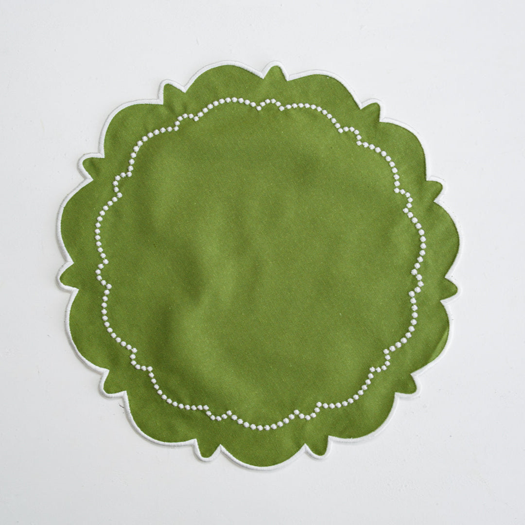 Harmony Green Round Fabric Placemats