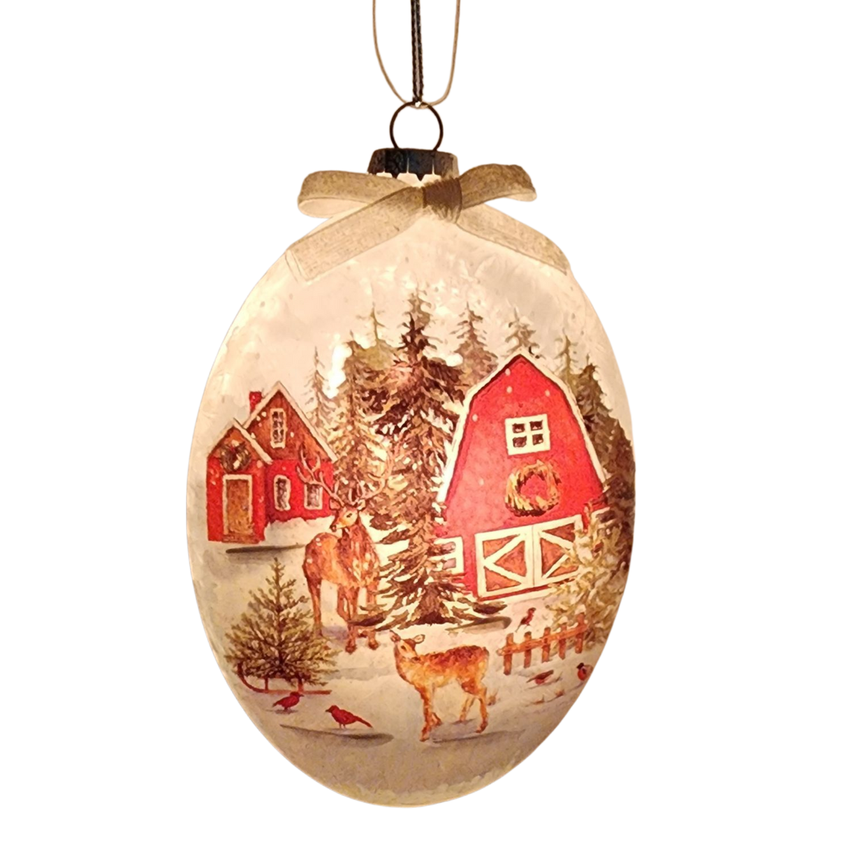 Glass "Lightable" Reindeer Visit Ornament