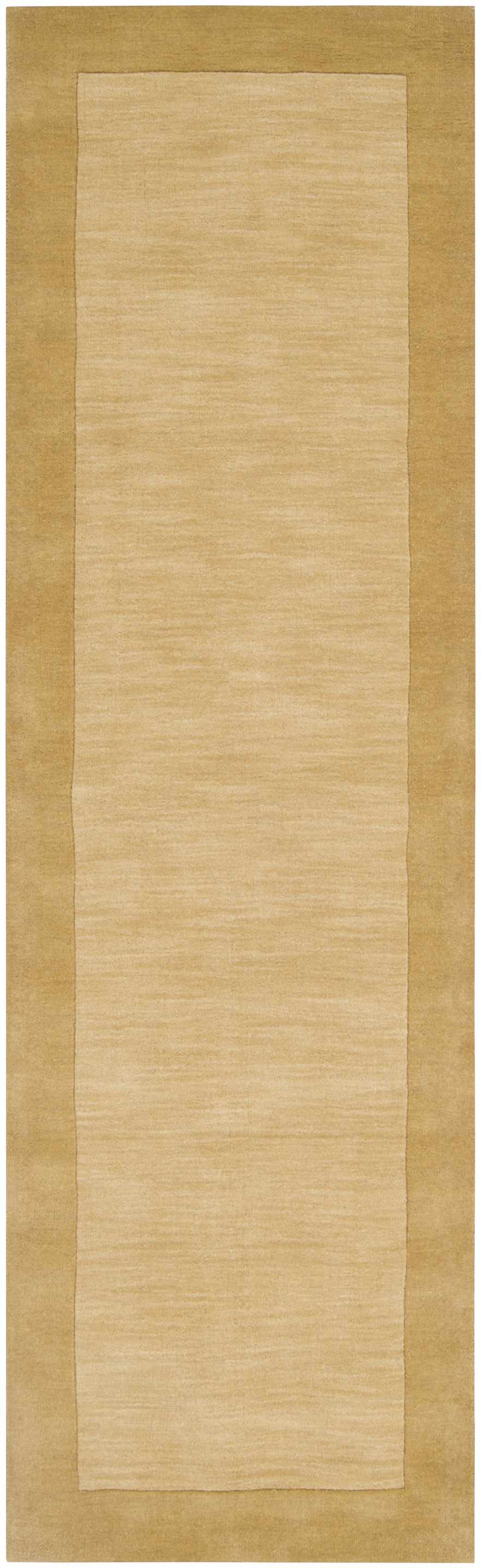 Bordered Solid Camel Yellow Wool Rug