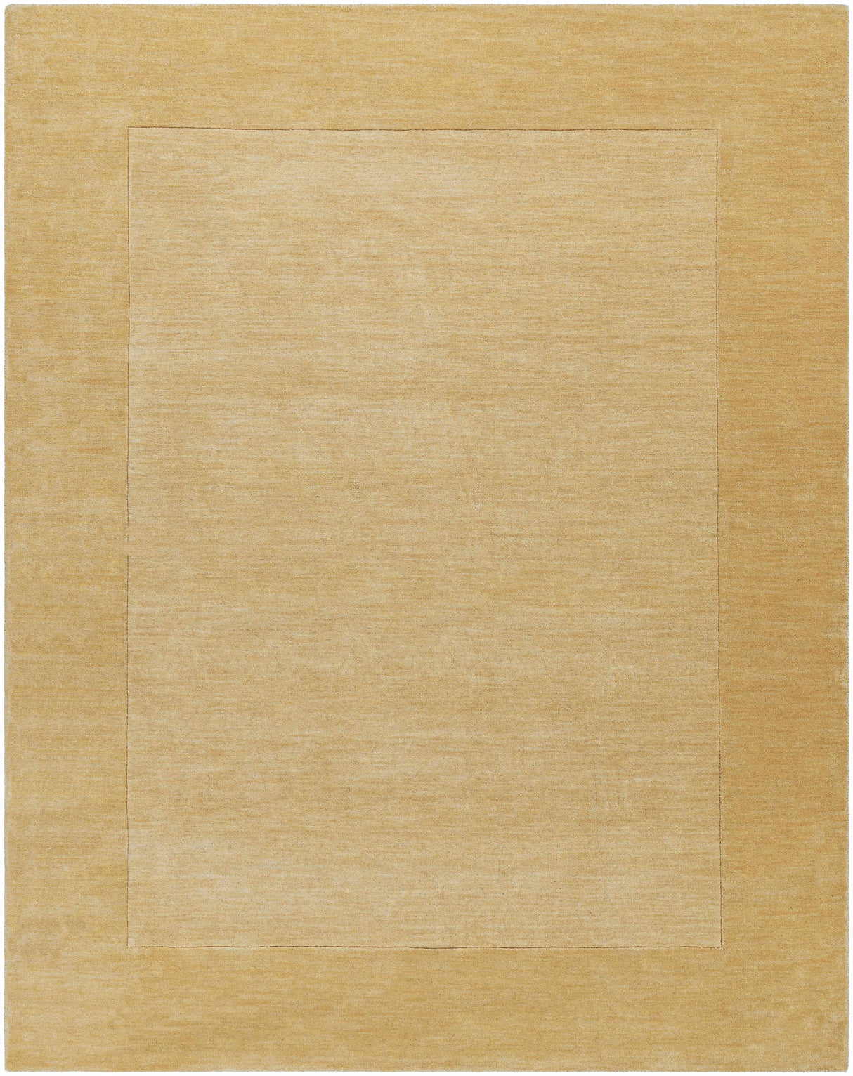 Bordered Solid Camel Yellow Wool Rug