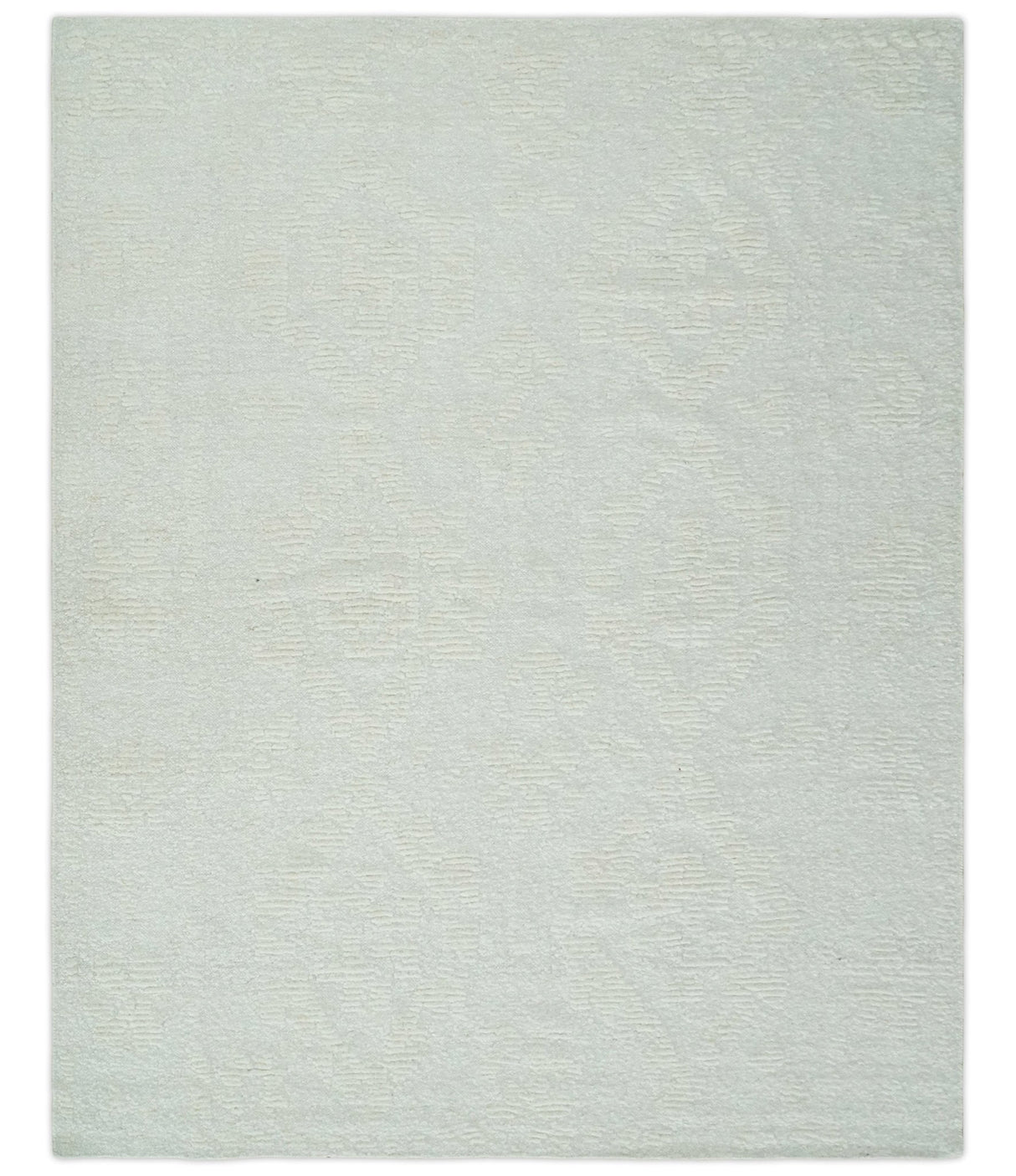 Hand carved Ivory Traditional Hand Knotted 8x10 high low Wool Area Rug