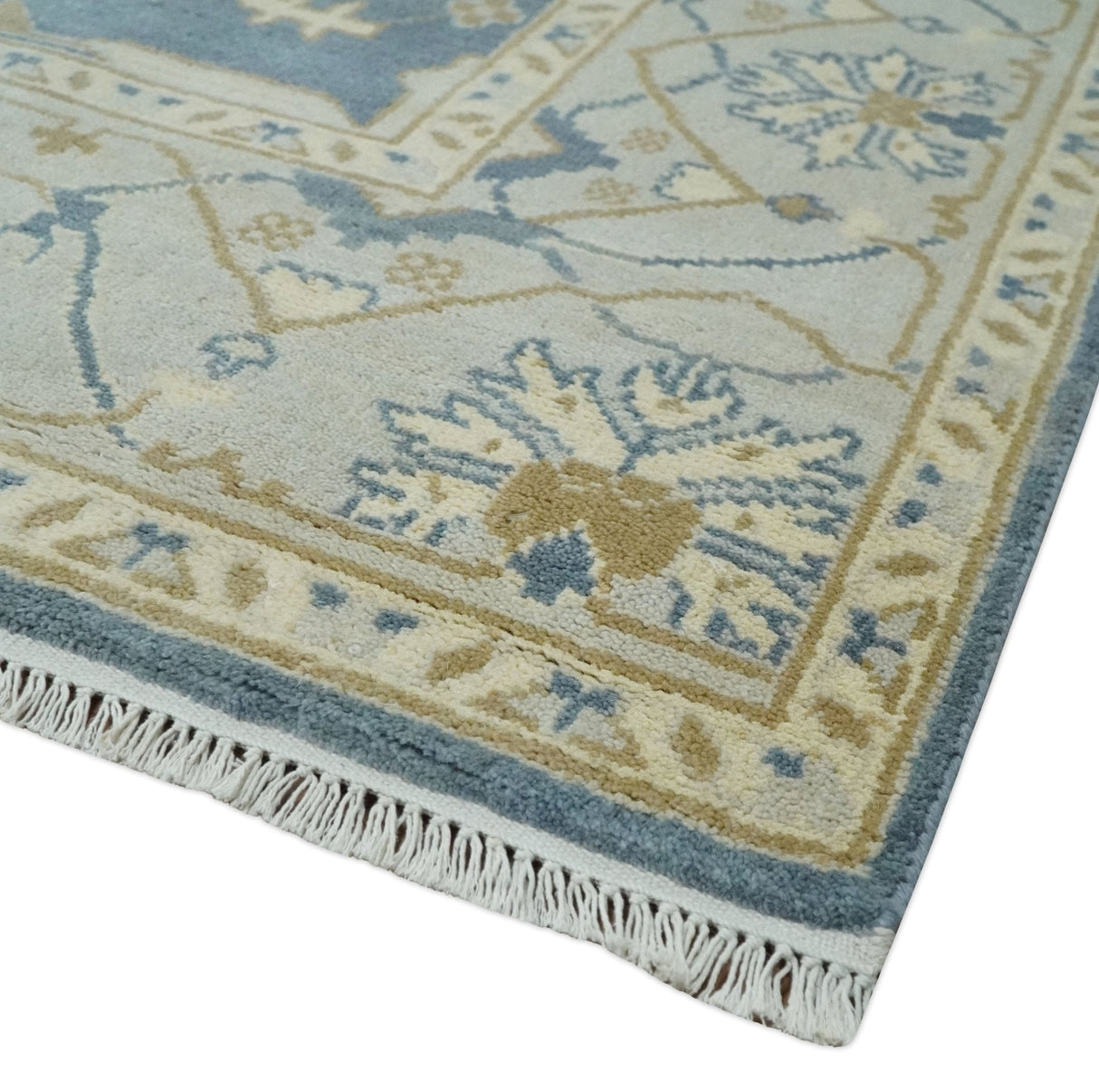 Hand Knotted 8x10 antique style Oriental Oushak Gray, Ivory and Beige Wool Area Rug