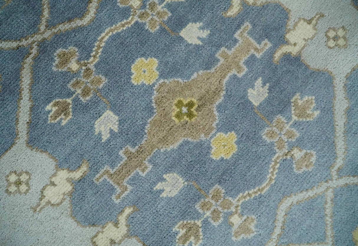 Hand Knotted 8x10 Vintage style Oriental Oushak Gray, Silver and Beige Wool Area Rug