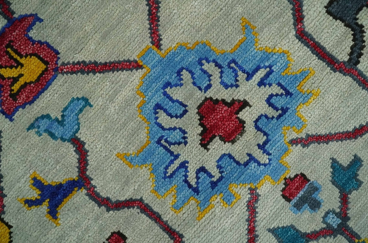 Hand Knotted Ivory and Charcoal 9x12 Traditional Oushak Wool Rug