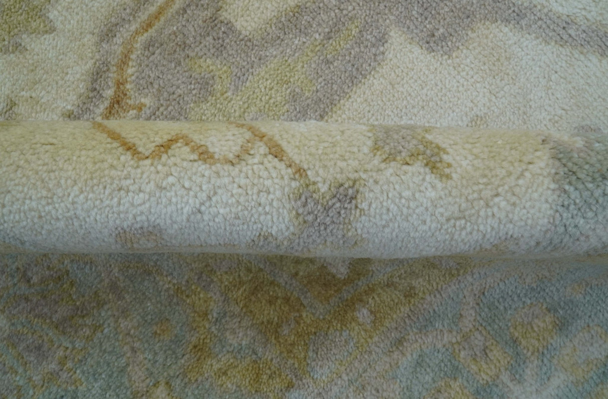 Hand Knotted Traditional Oushak Design Beige And Gray 6x9 Wool Area Rug