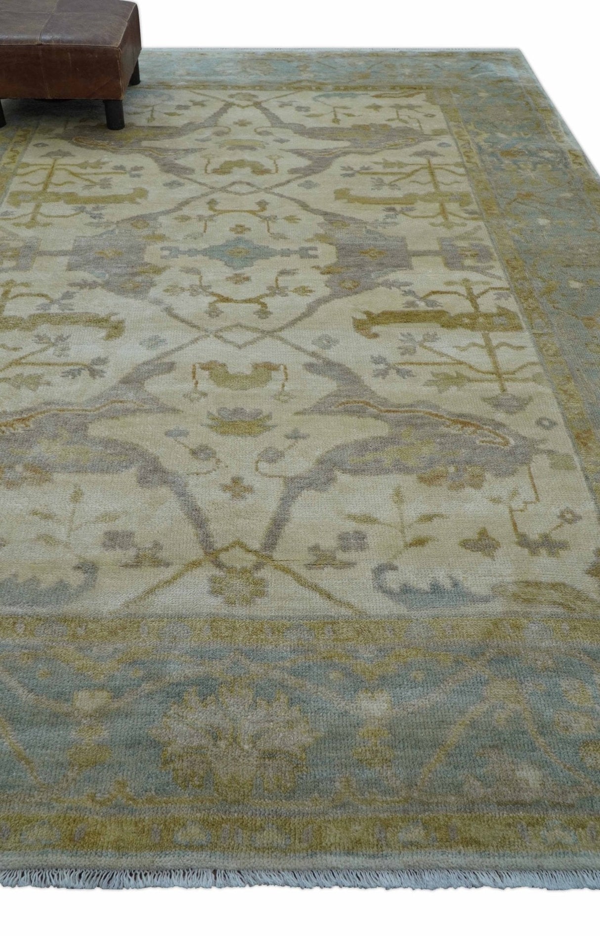 Hand Knotted Traditional Oushak Design Beige And Gray 6x9 Wool Area Rug