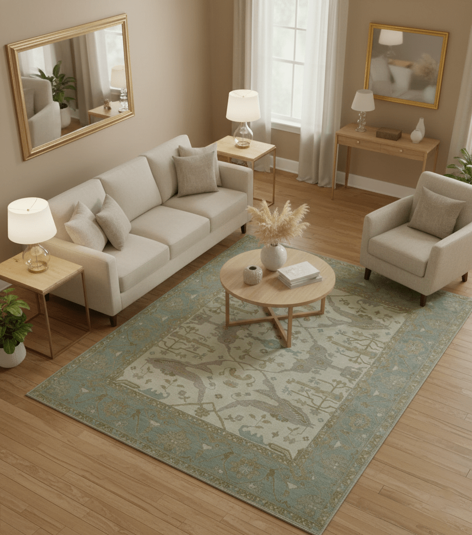 Hand Knotted Traditional Oushak Design Gray And Beige 8x10 Wool Rug
