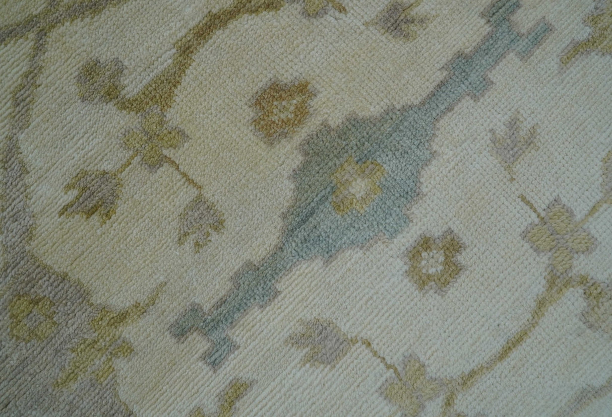 Hand Knotted Traditional Oushak Design Gray And Beige 8x10 Wool Rug