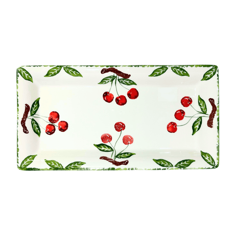 Hand-Painted-Italian-Ceramic-Rectangular-Platter-Cherry-Serving-Platters