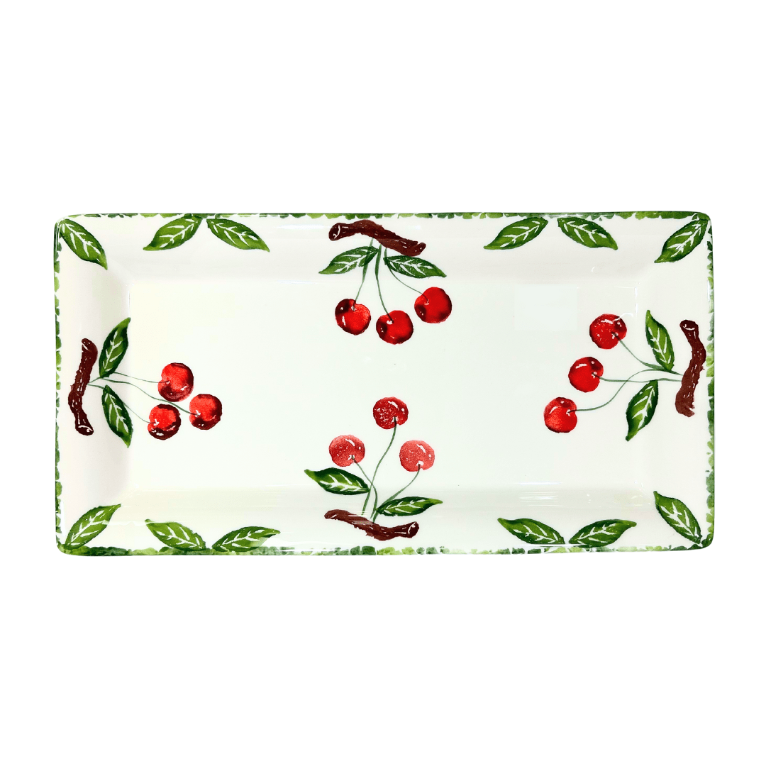 Hand-Painted-Italian-Ceramic-Rectangular-Platter-Cherry-Serving-Platters