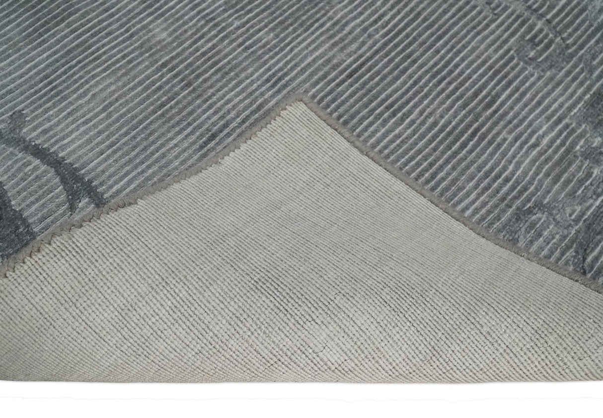3x5 Hand Woven Silver and Gray Modern Floral Art Silk Rug
