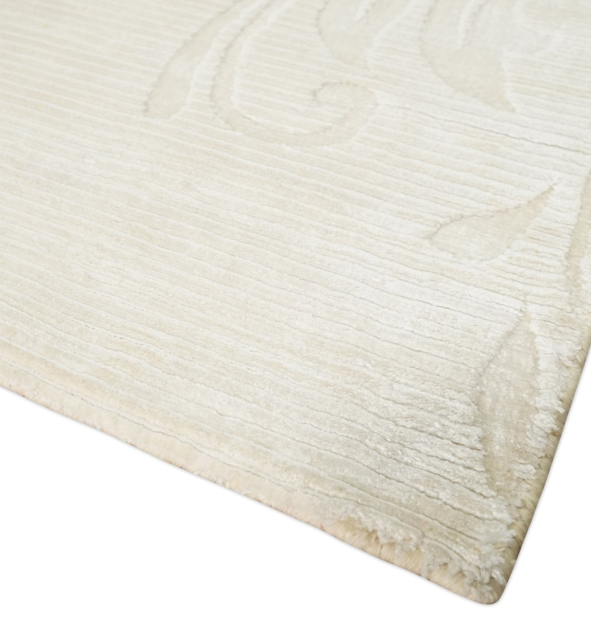 4x6 Hand Woven Silver and Ivory Modern Floral Art Silk Rug