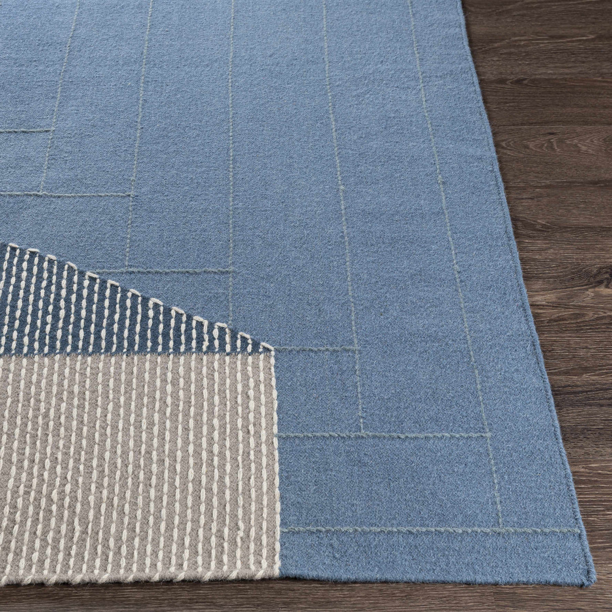 Blue Hanwood Wool Blend Braided Area Rug - Clearance