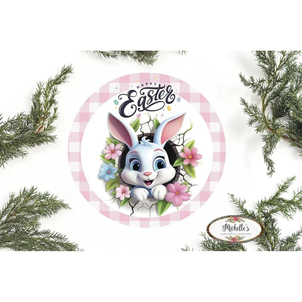 Happy Easter Faux 2D Bunny Sign