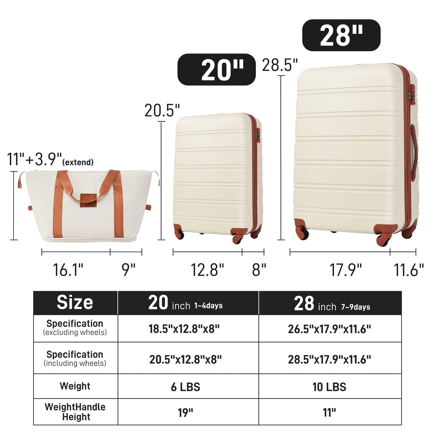 Hardshell Luggage Sets 2Pcs + Bag Spinner Suitcase with TSA Lock Lightweight 20" + 28" - Tuesday Morning - Luggage