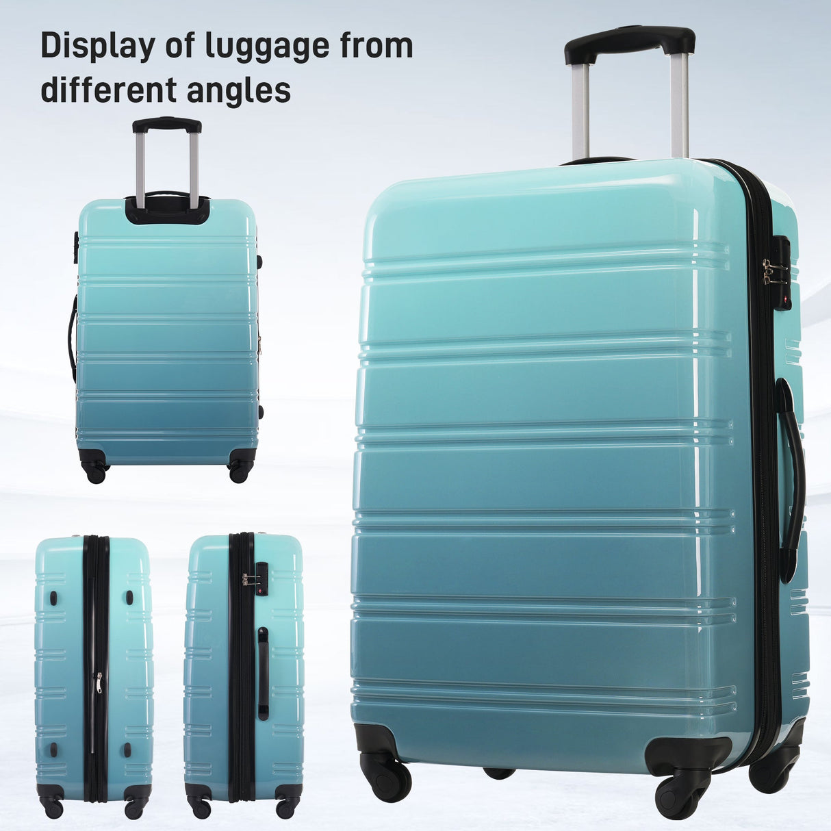 Hardshell Luggage Sets 3 Piece Gradient Color Expandable Suitcase with Spinner Wheels and TSA Lock Lightweight 20" 24" 28" Available,Gradient Blue - Tuesday Morning - Luggage