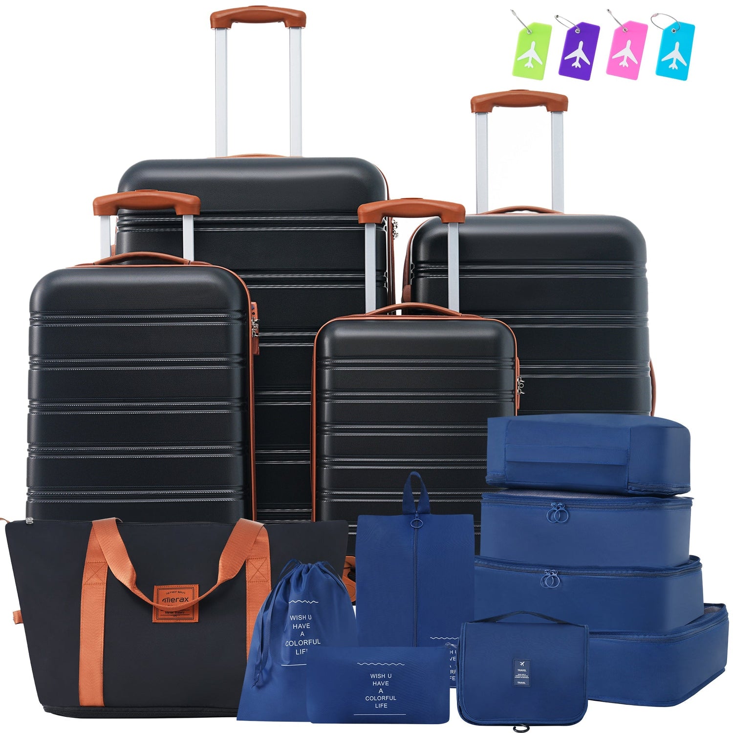 Hardshell Luggage Sets 4 pcs + Bag Spinner Suitcase with TSA Lock Lightweight Luggages - Tuesday Morning - Luggage Sets