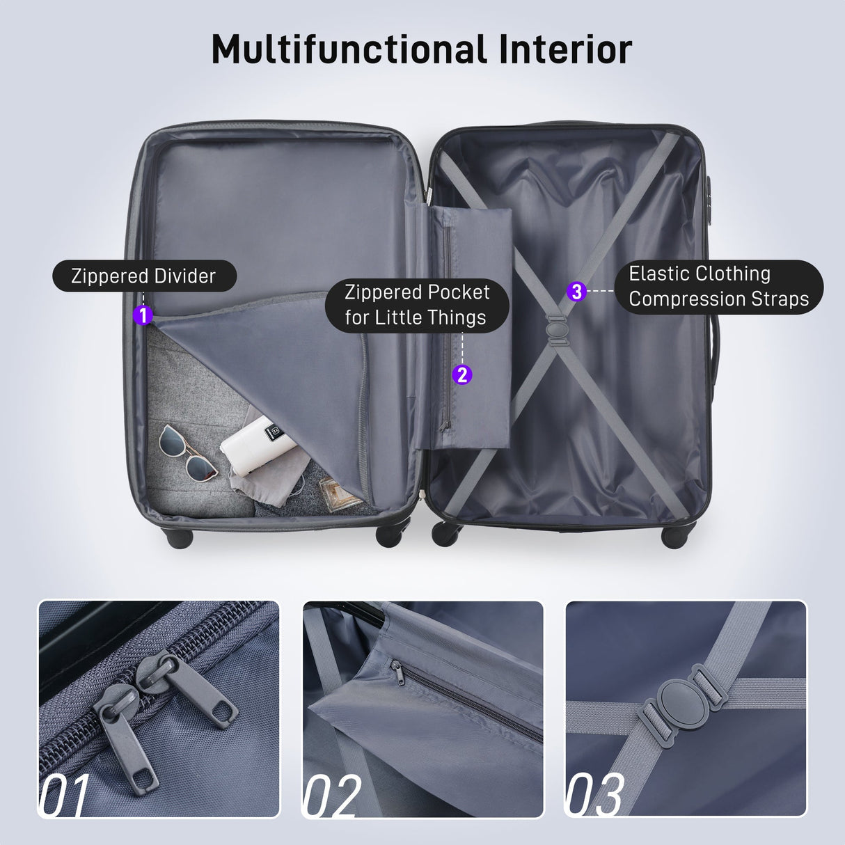 Hardshell Luggage Sets 4 pcs + Bag Spinner Suitcase with TSA Lock Lightweight Luggages - Tuesday Morning - Luggage Sets