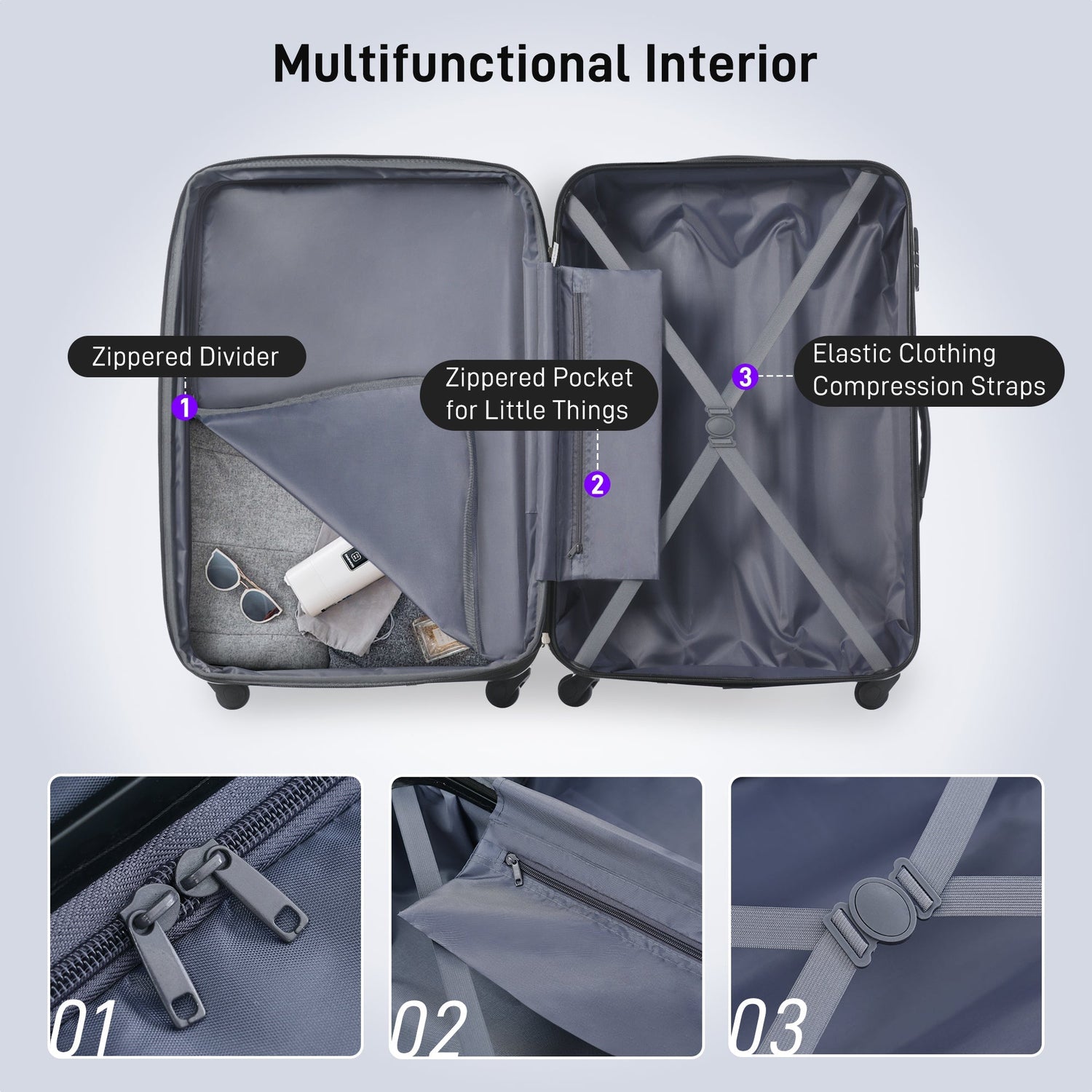 Hardshell Luggage Sets 4 pcs + Bag Spinner Suitcase with TSA Lock Lightweight Luggages - Tuesday Morning - Luggage Sets