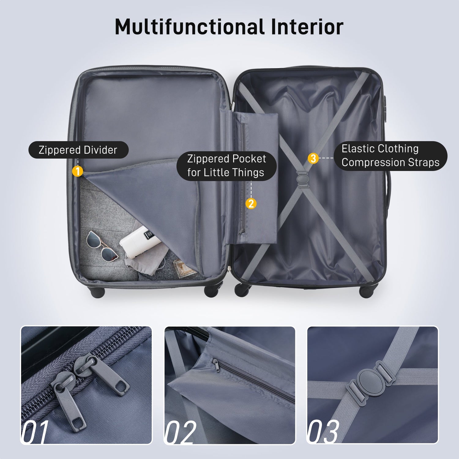 Hardshell Luggage Sets 4 pcs + Bag Spinner Suitcase with TSA Lock Lightweight Luggages - Tuesday Morning - Luggage Sets