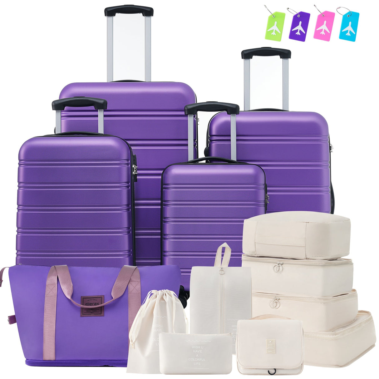 Hardshell-Luggage-Sets-4-pcs-+-Bag-Spinner-Suitcase-with-TSA-Lock-Luggage-Sets