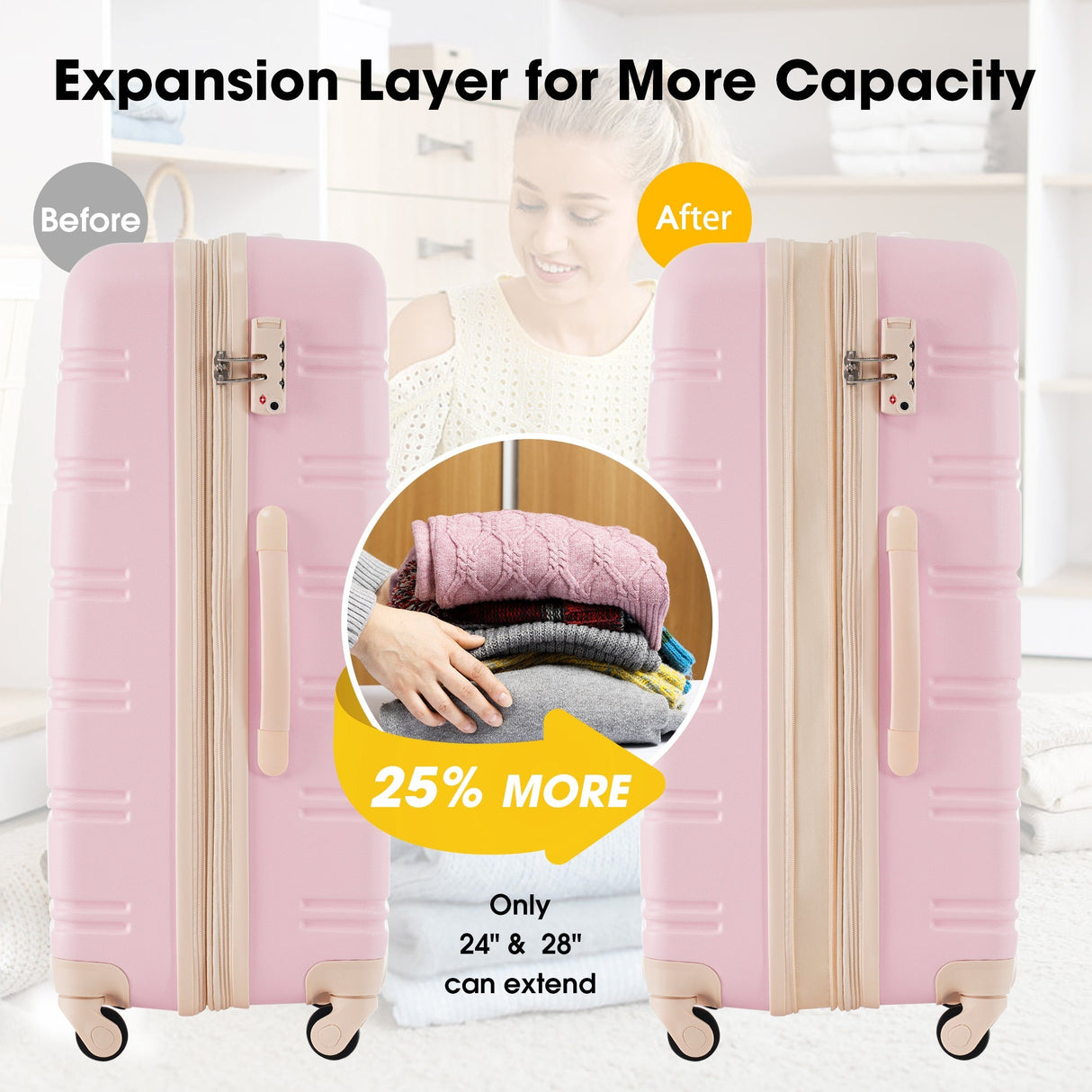 Hardshell Luggage Sets 4 pcs + Bag Spinner Suitcase with TSA Lock Lightweight Luggages - Tuesday Morning - Luggage Sets