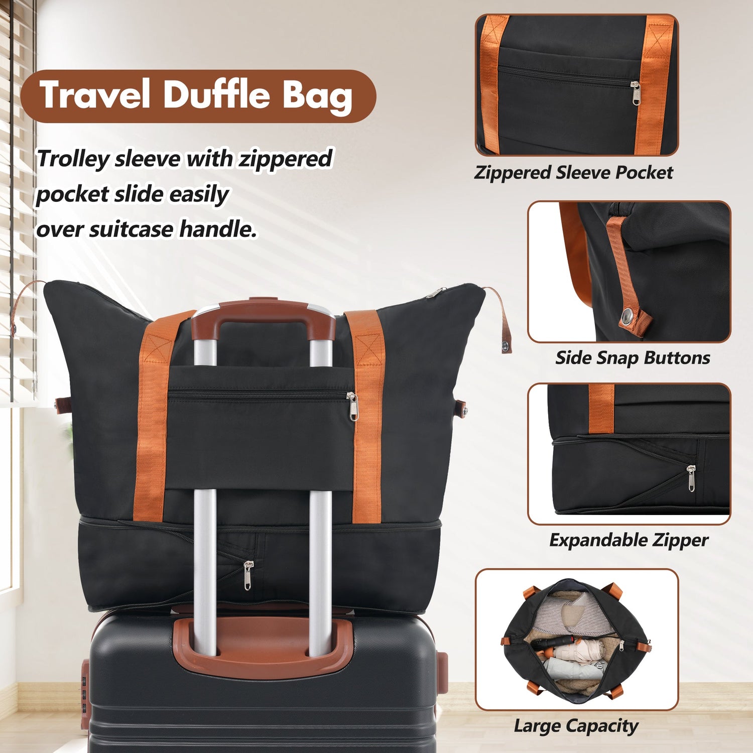 Hardshell Luggage Sets with Bags Lightweight Suitcase Double Spinner Wheels with TSA Lock ,Single Vintage Luggage 24 IN,Black - Tuesday Morning - Luggage