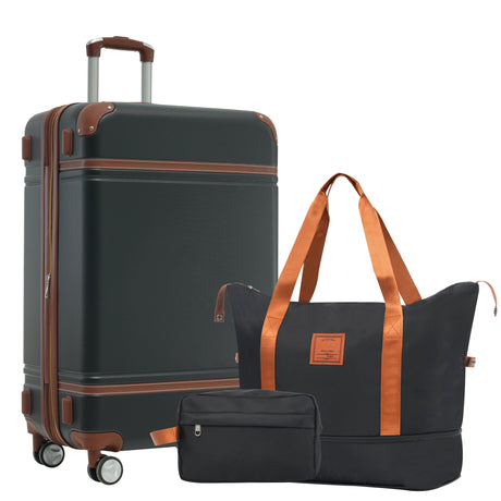 Hardshell Luggage Sets with Bags Lightweight Suitcase Double Spinner Wheels with TSA Lock ,Single Vintage Luggage 24 IN,Black - Tuesday Morning - Luggage
