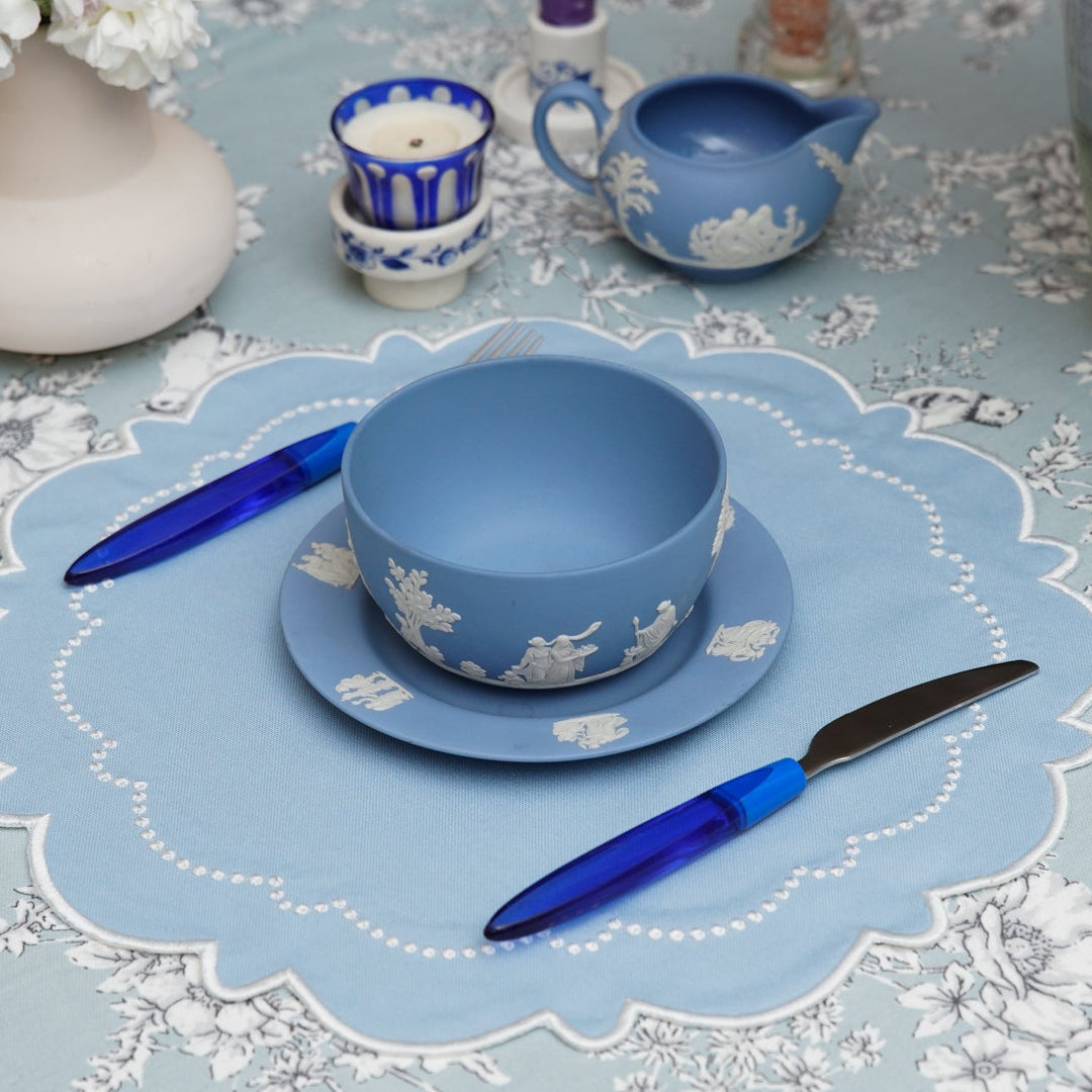 Harmony Blue Round Fabric Placemats