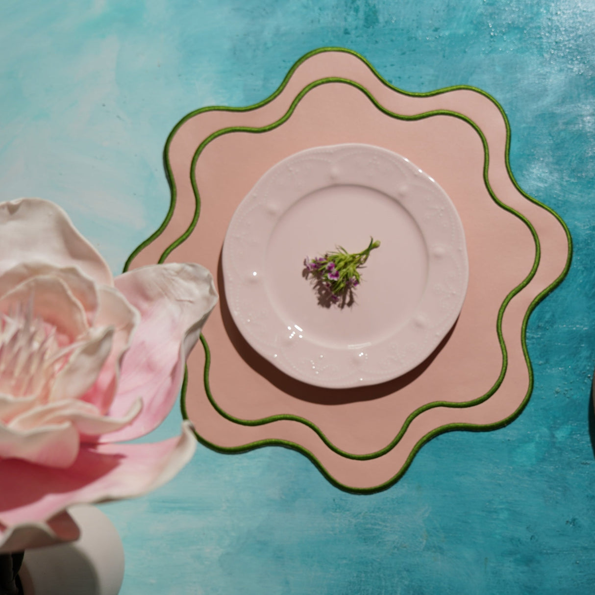 Haven Pink Wavy Edge Faux Leather Placemat