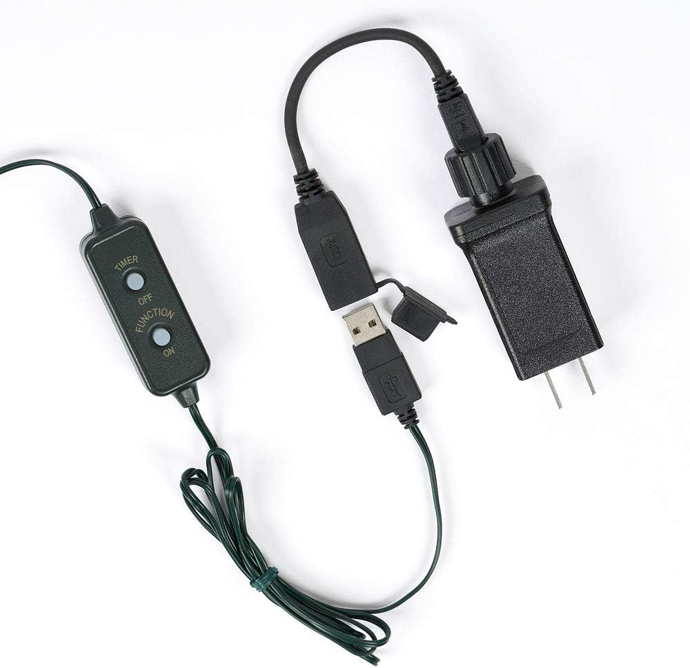 USB powered 750 Superbright LED (63 foot) Green Wire Multifunction Lights with Timer - Multicolor