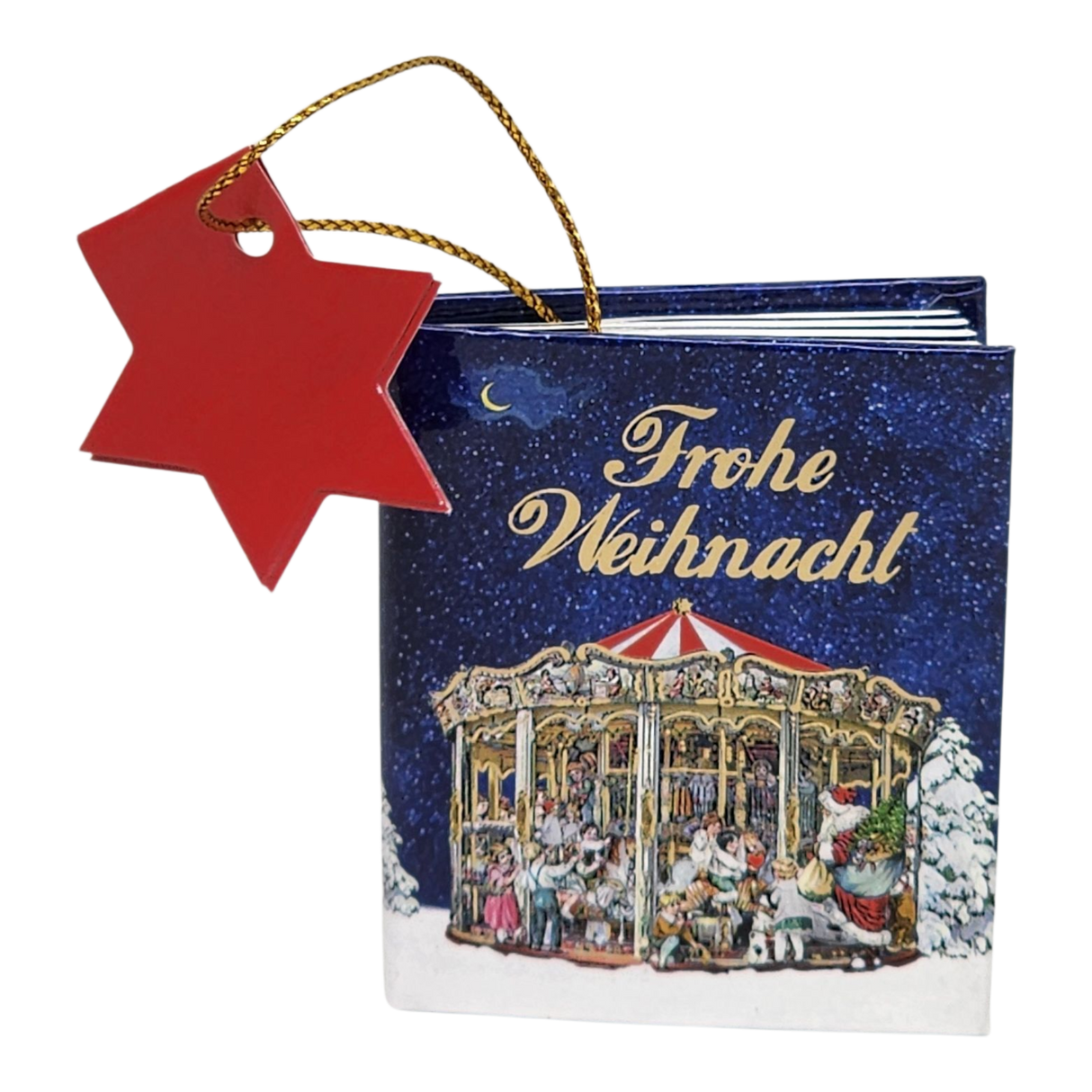 Popup Mini Book German Ornament - Frohe Weihnacht Carousel