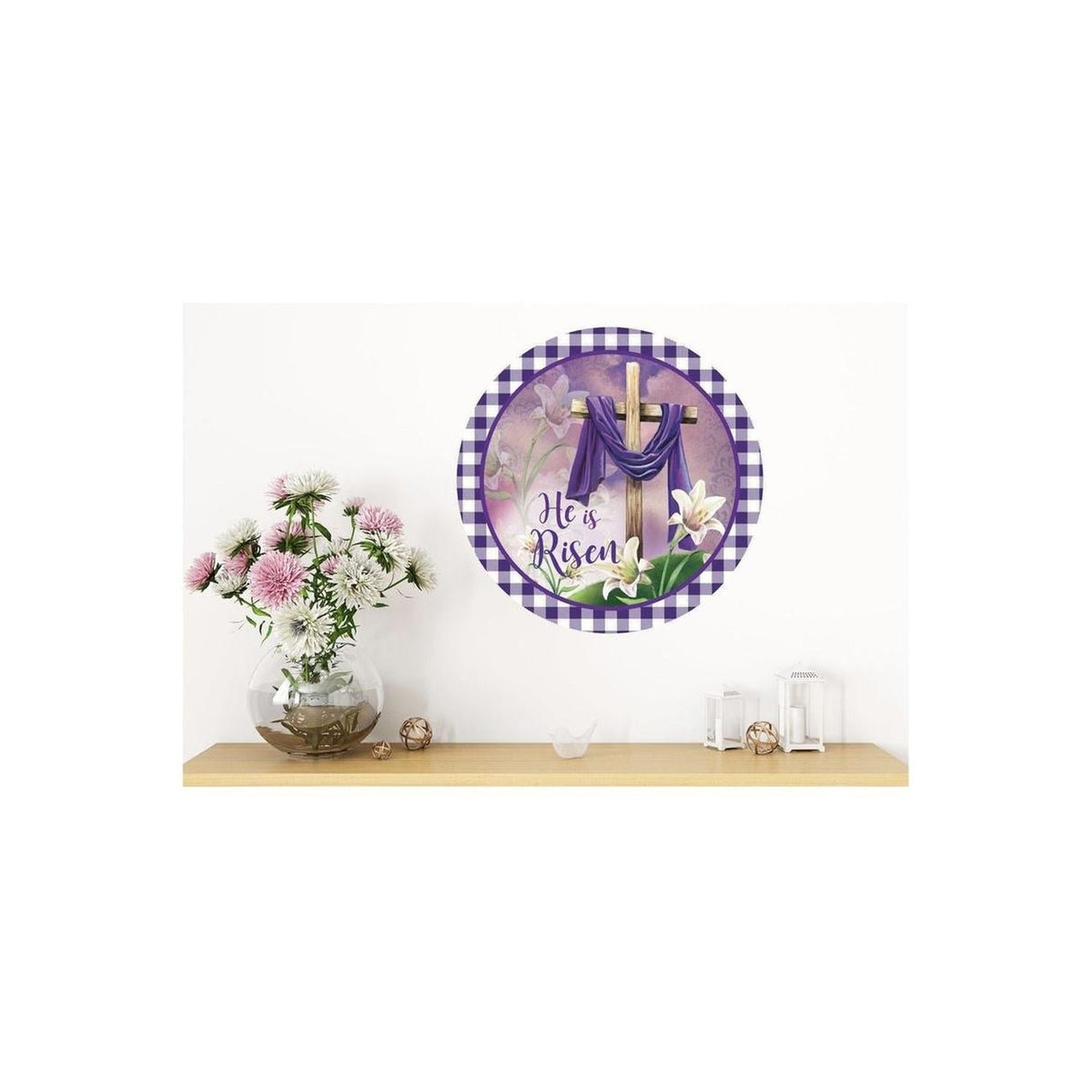 He Is Risen Easter Lily Sign - Wreath Enhancement