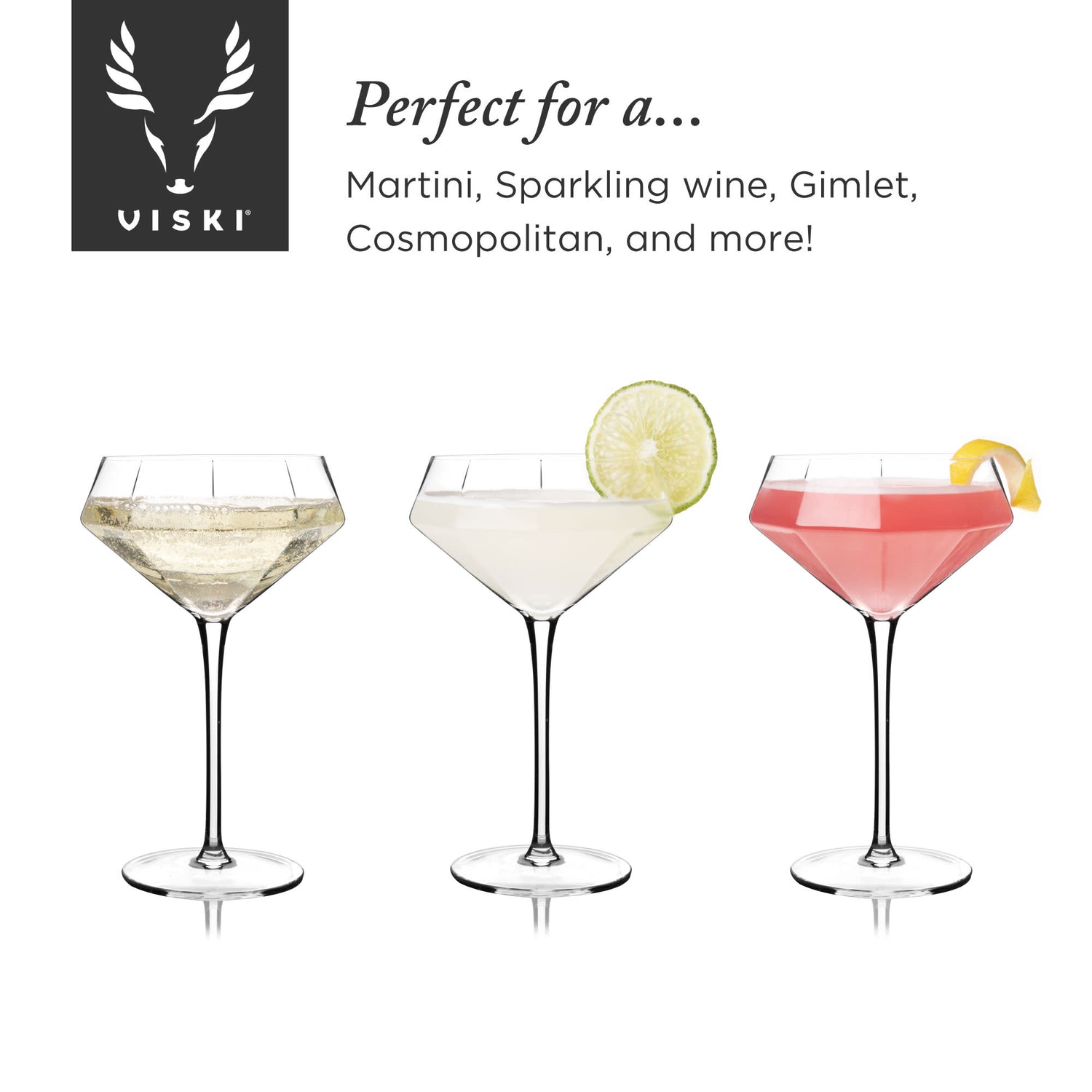 Seneca crystal diamond martini glasses viski®