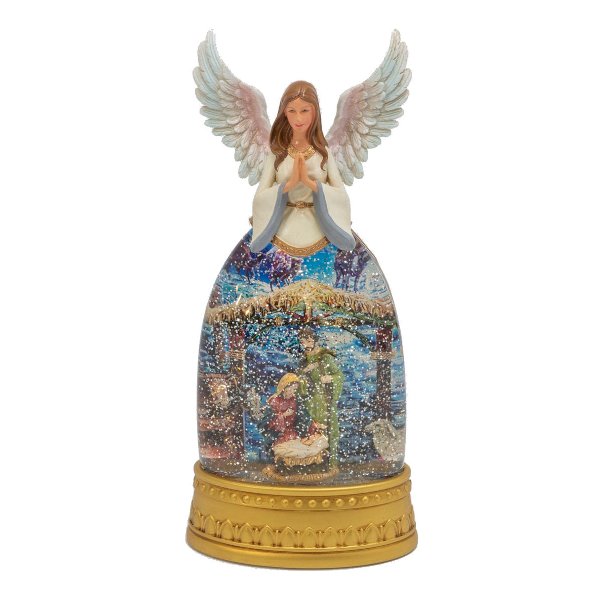 12 Inch Lighted Spinning Water Globe - Nativity Scene