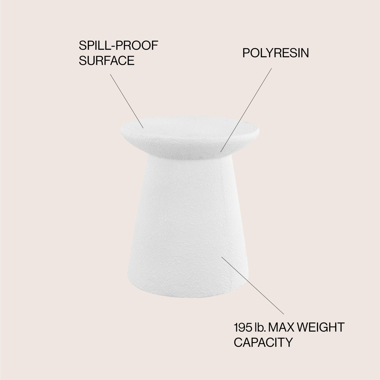 Hollie minimalist modern drum indoor/outdoor accent table pedestal - Tuesday Morning - Outdoor Tables