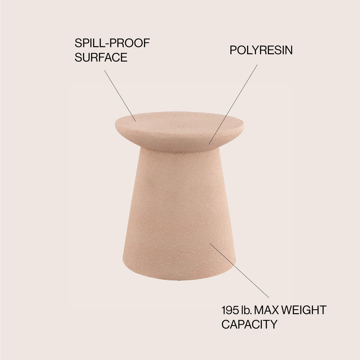 Hollie minimalist modern drum indoor/outdoor accent table pedestal - Tuesday Morning - Outdoor Tables