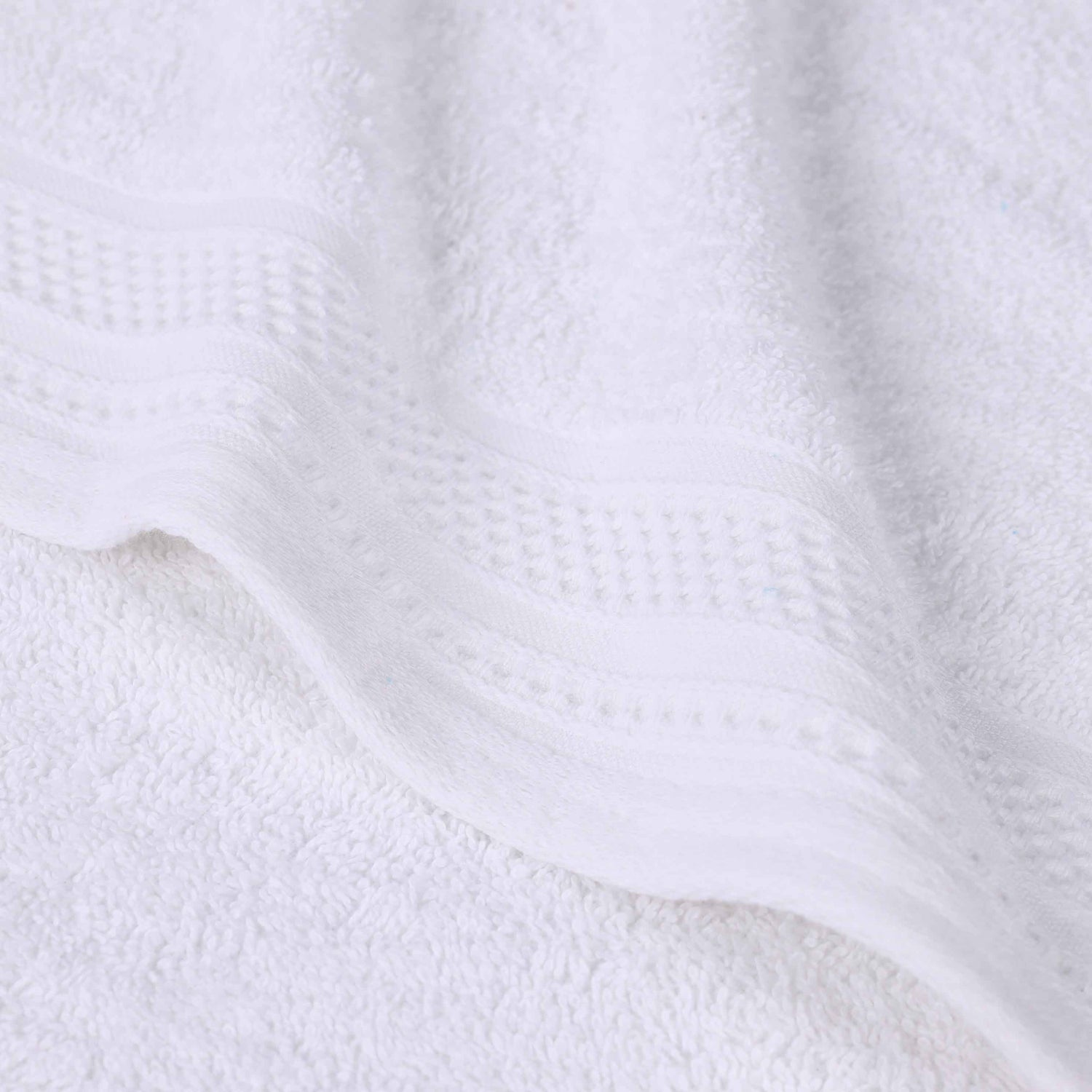 Honeycomb Textured Waffle Border Cotton Bath Towels, Set of 4 - Bath Towel by Superior Brand