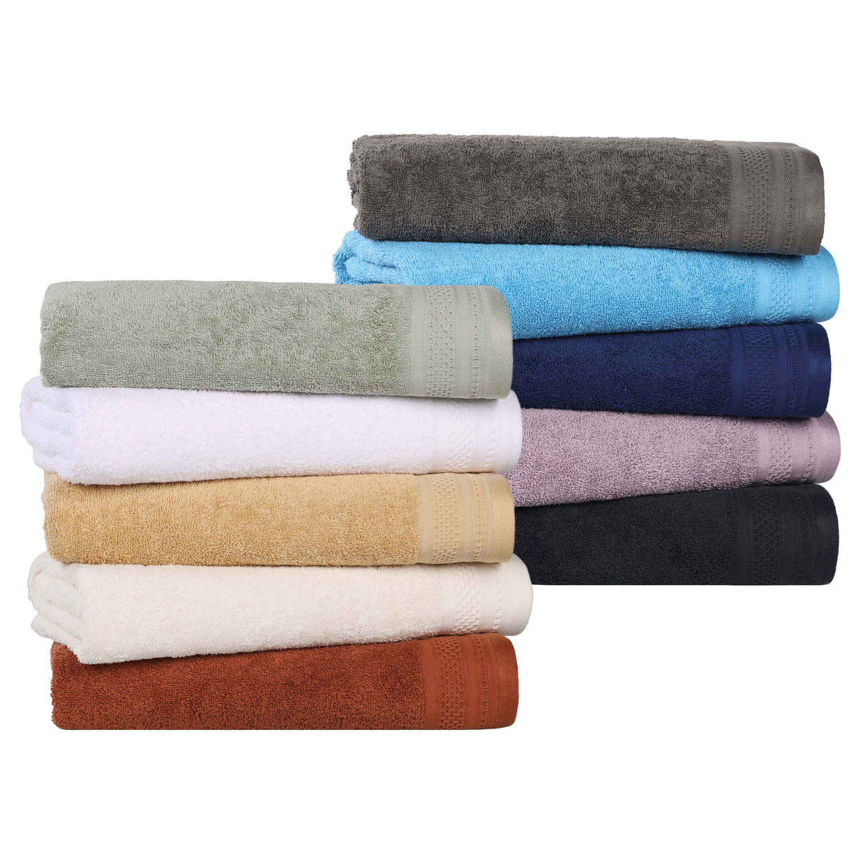 Honeycomb Textured Waffle Border Cotton Bath Towels, Set of 4 - Bath Towel by Superior Brand