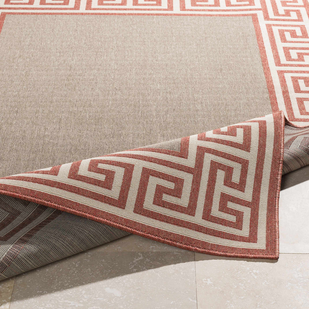 Houtz Red Border Greek Rug - Clearance