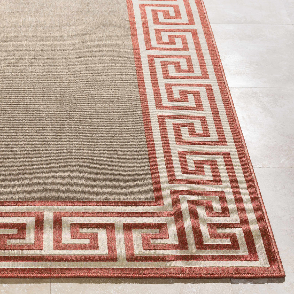 Houtz Red Border Greek Rug - Clearance