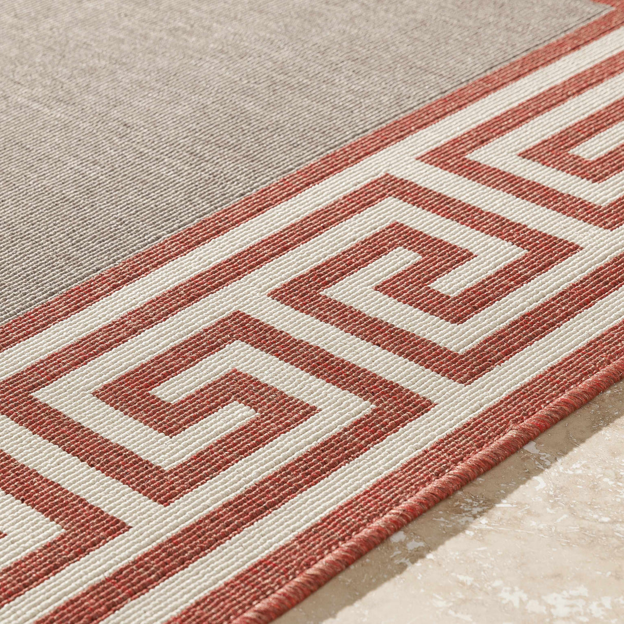 Houtz Red Border Greek Rug - Clearance