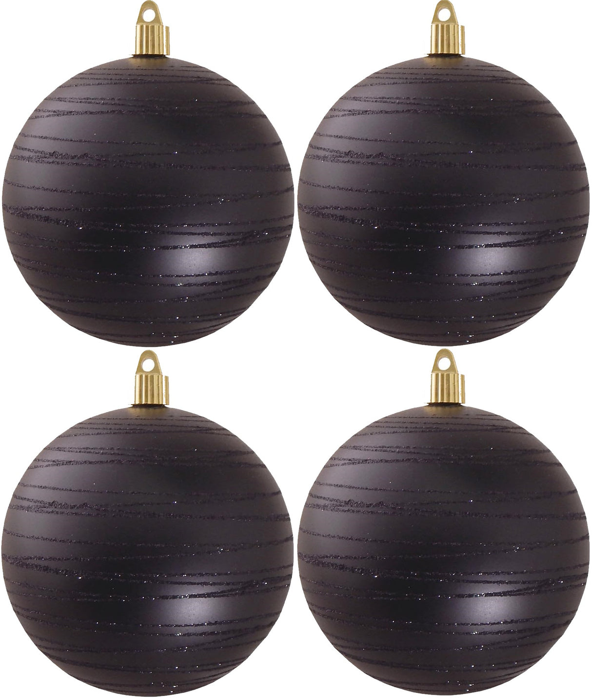 4.75" (120mm) Commercial Shatterproof Ball Ornament set of 4 - Soot Black with Tangles